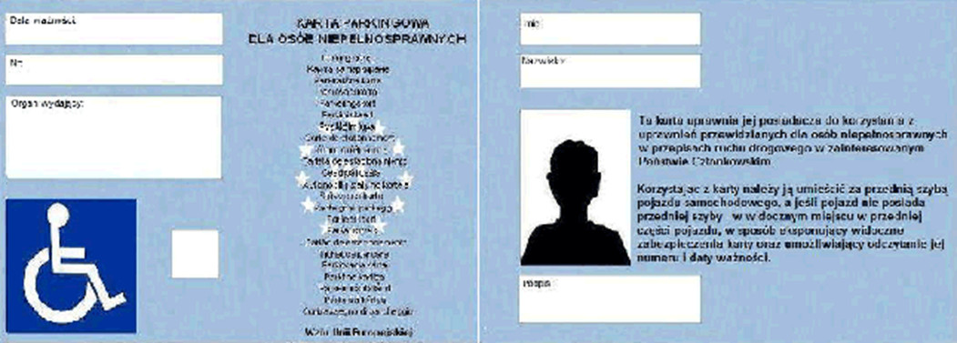 Wzór Karty parkingowej